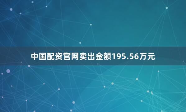 中国配资官网卖出金额195.56万元